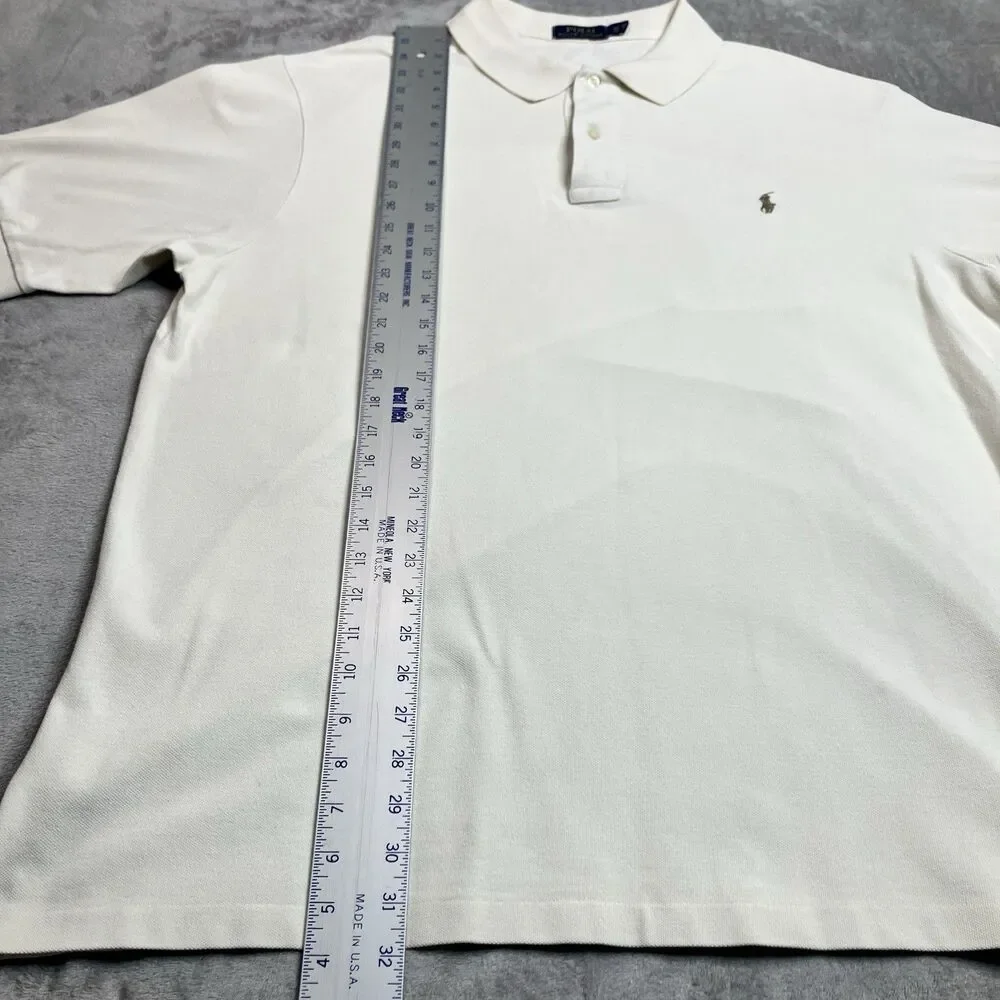 Polo Ralph Lauren Polo Shirt Mens XLT Cream Cotton Flesh Pony Classic Preppy